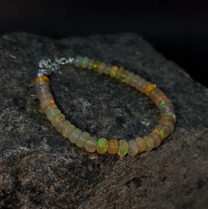 Bracelet en argent Sterling 925 fait à la main éthiopien Welo opale perles jaunes plaqué or bijoux en perles fines pour les femmes cadeau d'anniversaire - Product Image 4