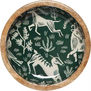 Cuencos de madera hechos a mano, esmalte decorativo, diseño impreso, perfecto para servir ensaladas frescas, postres y más vajilla disponible ahora - Product Image 1