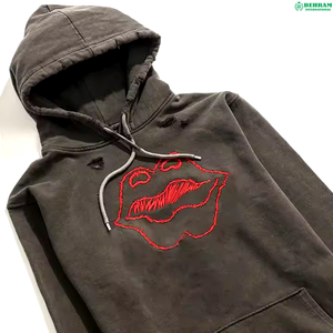 Sweat à capuche unisexe en molleton 100 % coton, coupe classique, effet vieilli, délavé au soleil, avec logo personnalisé sur le devant, idéal pour l'hiver - Product Image 2