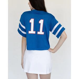 Personnalisé surdimensionné américain recadrée femmes maillot de football Hip Hop sublimation maille col en v Vintage Jersey - Product Image 5