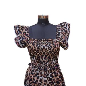 100% Pure Cotton Girls Casual Dress Handmade U-Neck Style Half-Sleeve Long Fitted Floral Print Breathable Daily Use Natural - Product Image 2