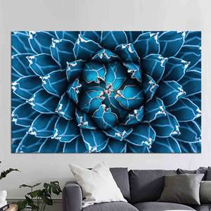 Tableau sur toile imprimé floral cactus bleu marine : Décoration murale élégante, toile encadrée - Product Image 1