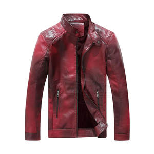 Chaqueta de Motociclista de Cuero para Hombre, Talla Grande, con Cuello Alto, Color Sólido, Invierno, Personalizable, Ecológica, de Secado Rápido y Transpirable - Product Image 1