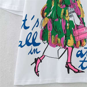 T-shirt d'été à col rond 100% coton pour femmes, logo OEM personnalisé et conception de couleur, anti-rides à séchage rapide, vente en gros - Product Image 3