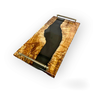 Plateaux de service en bois et résine époxy faits à la main, motif personnalisé, design élégant pour des expériences culinaires élégantes, meilleurs prix Saniya - Product Image 1