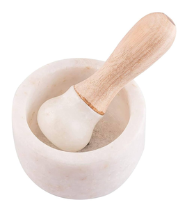 Nature White Marble Mortars y Pestal Press Utensilios de cocina 100% Piedra de mármol natural uso tamaño mediano - Product Image 4