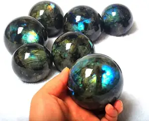 Esfera de cristal labradorita natural esculpida à mão com flash, bola de cristal polido, decoração e presente de cura, preço mais barato