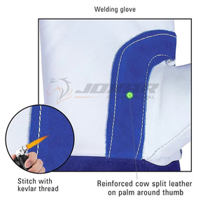Thick leather welding <b>gloves</b> with <b>long</b> cuff protection and soft inner lining designed for all day wear in welding operations - Product Image 3