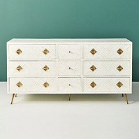 Commode personnalisée avec incrustations de nacre, meubles de chambre à coucher de luxe avec incrustations de nacre, coffre chic bohème avec incrustations de nacre