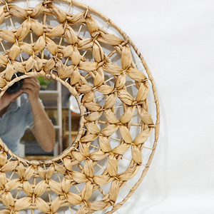 Artex Dong Thap Factory Boho Style Seagrass Rope Mirror Decoración de pared natural hecha a mano para uso en dormitorio y sala de estar - Product Image 2