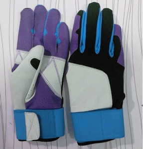 All Customized Color Professional Baseball Batting Gloves 100% Cowhide Leather Palm Custom Logo <b>Hook</b> Loop Closure Durable - Product Image 1