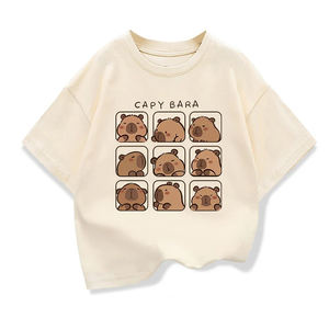 Camiseta de Manga Corta de Algodón 100% Transpirable de Punto Informal Personalizada al por Mayor de 200 g, Camiseta de Verano con Estampado de Media Manga para Niños - Product Image 5