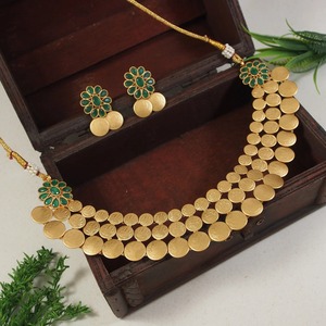 Conjunto de Collar Étnico para Mujer con Baño de Oro Minakari sobre Cobre, Acabado Mate Dorado, Joyería Artesanal de Alta Calidad para Compromiso, Precios Bajos - Product Image 3