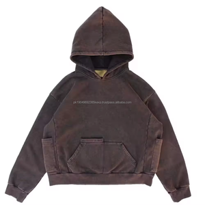 เสื้อฮู้ดดี้ผู้ชายสไตล์สตรีทแบบเรียบง่าย มีหลายกระเป๋า ทรงโอเวอร์ไซส์ เสื้อฮู้ดดี้สตรีทแวร์แบบเรียบๆ ผ้าหนา ล้างสีแบบเอซิดวอช - Product Image 5