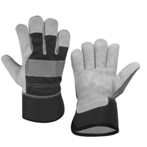 Gréeur canadien de qualité supérieure Gants de sécurité en construction Cuir de vachette fendu Abrasion Résistant à la chaleur Protection des mains et des bras - Product Image 6