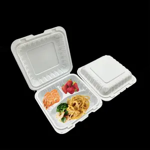 微波炉可生物降解3室外卖食品包装午餐包装盒环保一次性塑料午餐盒