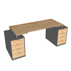 Escritorio de Juegos Estable en Forma de Z con Altura Ajustable, 160x70cm, Superficie de Carbono, Estructura de Hierro y Madera de Caucho, 2 Cajones, para Hogar, Oficina, Dormitorio - Product Image 5
