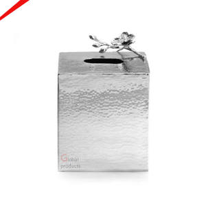 Boîte à mouchoirs en métal argenté faite à la main de qualité supérieure pour hôtels et restaurants - Product Image 3