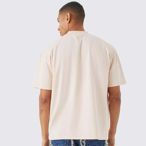 NUEVA camisa personalizada Boxy FIT para hombre 100% algodón 280gsm Rib cuello redondo hombro caído ropa de calle de gran tamaño camisetas para hombres - Product Image 4