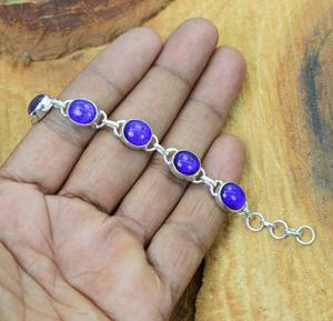 Plata de Ley 925, lapislázuli, estampada piedra preciosa, joyería Spinner, piedra preciosa Natural sólida hecha a mano, pulsera de plata 925, joyería - Product Image 4