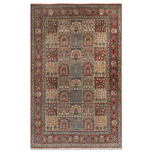 Alfombra Grande de Lana Anudada a Mano Aalam, Diseño Floral y Abstracto en Rojo y Naranja, para Entrada, Pasillo, Rectangular 9x12-Pae-6454 - Product Image 1