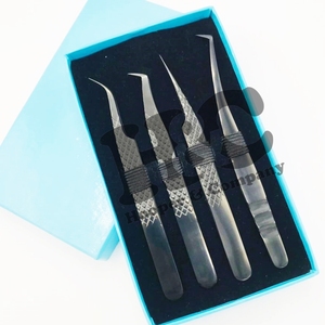 Ensemble de pinces à cils en acier inoxydable de haute qualité étui noir lisse Logo durable pointe pointue Extension de cils pince à épiler vison - Product Image 4