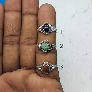 Bague Cabochon en argent 925 unisexe fabriquée à la main, sertissage de pierres précieuses, mariage, fiançailles, anniversaire avec diamant, perle principale - Product Image 4