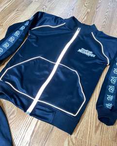 Ensemble de survêtement d'hiver brodé pour homme, style urbain, 2 pièces, polaire oversize à fermeture éclair intégrale, 100 % polyester, tenue de sport, vente en gros - Product Image 5