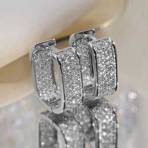 Hot Selling Hip Hop Fashion Paved CZ Hoop <b>Earrings</b> for Men <b>Women</b> <b>Silver</b> Gold Color Ladies <b>Earrings</b> Fashion Handmade Jewelry - Product Image 2
