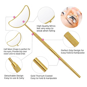 Vente chaude Logo personnalisé demi-lune forme greffage cils Extension miroir multicolore avec poignée en acier inoxydable pour les cosmétiques - Product Image 5