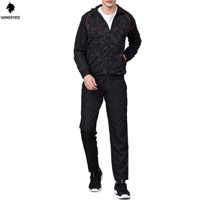 แจ็กเก็ตกางเกงสำหรับฝึกซ้อมกีฬาทำจากผ้าขนสัตว์แบบลำลองของผู้ชายสไตล์แบนยืดหยุ่นได้เอวฟุตบอลคลับกลางแจ้งอบอุ่น - Product Image 1