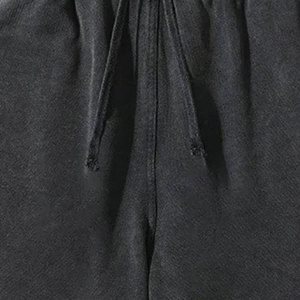 Shorts en velours côtelé délavé pour homme, 100 % coton, couleur unie personnalisable, respirant, coupe ample, style hip-hop streetwear, élastique - Product Image 5