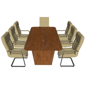Contemporary Minimalist Rectangular Meeting <b>Table</b> 240x120cm with Rubber Wood Legs for Conference Room & Hotel-BH68009 - Product Image 2