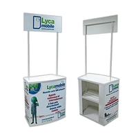 Comptoir promotionnel moderne et élégant en aluminium, table publicitaire à montage rapide, étagère de rangement, présentoirs personnalisés écologiques