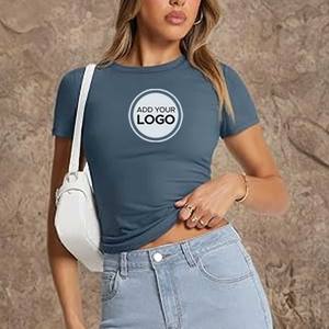 Camisetas de manga corta de entrenamiento de algodón Pima para mujer, Camisetas básicas atléticas de cuello redondo, camisetas Casuales - Product Image 6