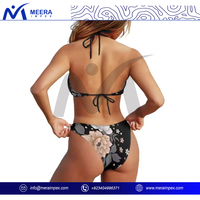 Set Bikini wanita elegan 2025 mode Halter Neck dua potong baju renang seksi pinggang tinggi baju renang Push Up pakaian renang pakaian pantai