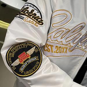 Chaqueta de sello Abrigos Estampado de letras Parche Chaqueta de béisbol Hombres Hip Hop Pareja Ropa de calle 2024 Bordado Escenario DJ Club Chaqueta de Bombardero - Product Image 3