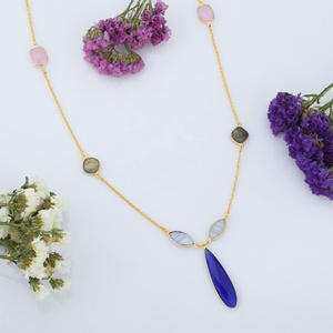 Hot Trendy 925 Sterling Silver Multi-Stone Collier Design Unique Chaînes Plaqué Or pour Cadeau - Product Image 5