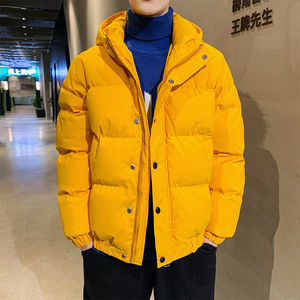 Chaqueta de Invierno Casual para Hombre, Estilo Parka, Color Sólido, Cuello Alto, Chaqueta Acolchada con Cierre de Cremallera, Talla Grande, Cálida, para Exteriores, con Logotipo Frontal - Product Image 3