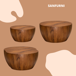 Nuevo diseño, mesa de centro de alta calidad de madera maciza de forma redonda para muebles de sala de estar, lujo moderno hecho en Indonesia - Product Image 6