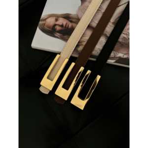 Cinturón Delgado de Cuero Genuino para Mujer con Hebilla de Diseño - Product Image 2