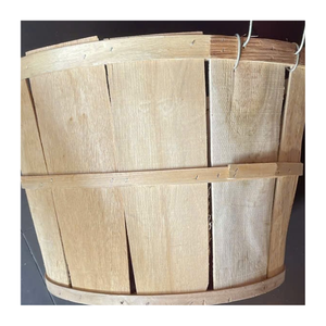 Contenedor de cangrejo de madera fuerte con asas de hierro Cesta de marisco de pino hecha a mano para embalaje de mercado y uso de almacenamiento - Product Image 5