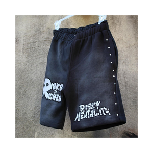 Custom Logo Oversized Men's Hoodie <b>Sweatpants</b> Set Full Zippered Acid Wash <b>Shorts</b> Vintage Stone Wash 100% Polyester Casual Style - Product Image 4