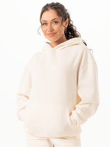 Venta al por mayor de sudaderas con capucha de mujer con logotipo personalizado y hombros caídos vainilla con cremallera de gran tamaño sudaderas con capucha en blanco antiarrugas y transpirables para mujer - Product Image 4