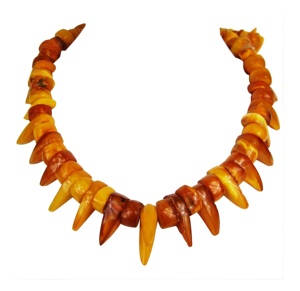 Collier antique ovoïde jaune corne de buffle d'eau fait à la main multicolore religieux écologique style ange et bouddhisme - Product Image 5