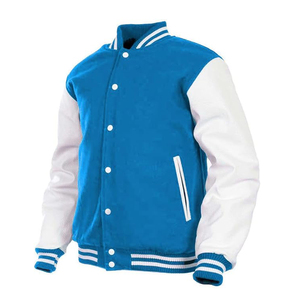 OEM Wool Varsity <b>Jacket</b> <b>Men</b> Custom Embroidered Logo Satin Bomber Leather Sleeves <b>Long</b> Length CollegeBaseballjacket for <b>men</b> - Product Image 2