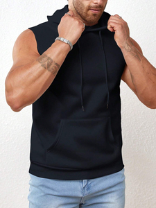 Sudadera con Capucha sin Mangas Personalizada para Hombre, Sudadera sin Mangas para Gimnasio, Sudadera con Capucha sin Mangas de Felpa Gruesa Informal para Hombre - Product Image 3