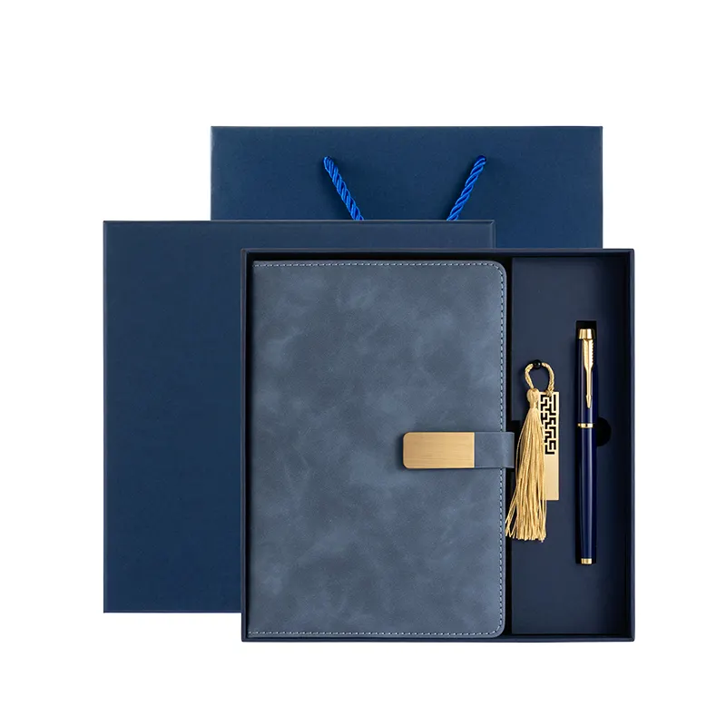 Caja de regalo para hombre, juego de lujo, cuaderno personalizado con bolígrafo y caja y juego de regalo Usb, Bloc de notas de negocios al por mayor