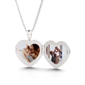 Jeulia Gold Plated Stainless Steel Personalized Heart Photo <b>Locket</b> Necklace with Birthstone - Product Image 2