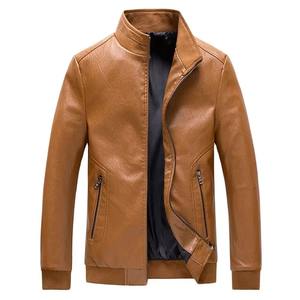 Nuevas chaquetas de cuero para hombre, estilo moderno, para otoño e invierno, cuello alto, chaqueta de cuero para motocicleta, con cremallera. - Product Image 5